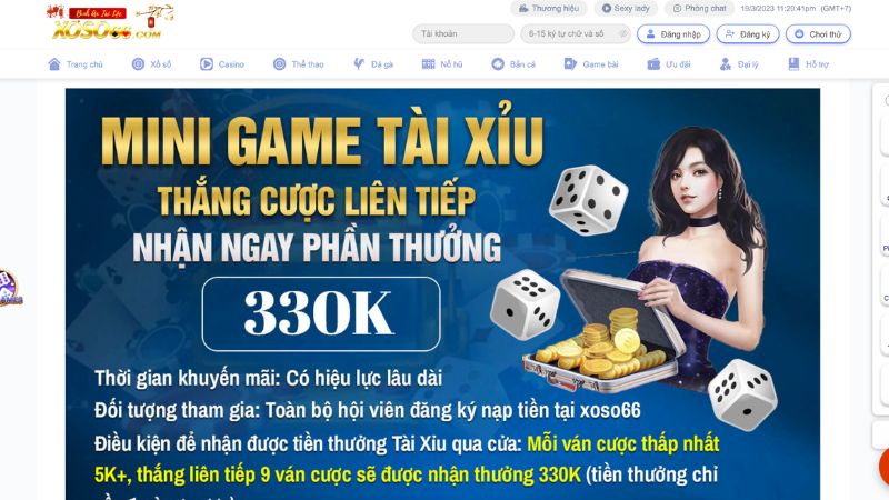 Giới thiệu KM Mini game tài xỉu thắng cược liên tiếp tại Xoso66